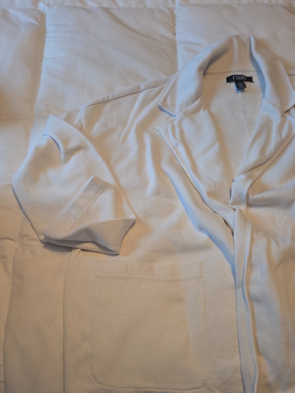 Chaps Men's Cream Shawl Collar Knit Jacket